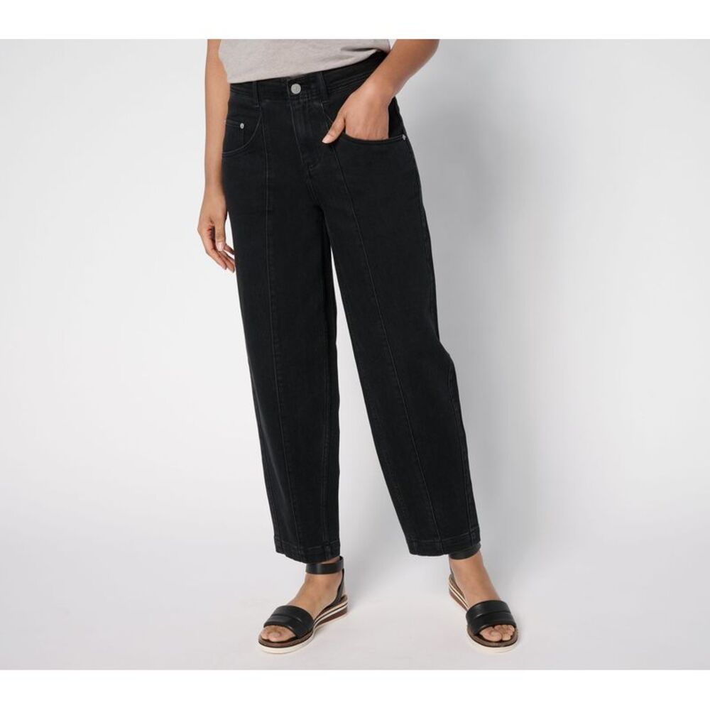 Gemsli Intimates Women's Pants Sz 6 Barrel Leg Ankle Jeans Black A683888